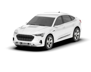 Beyaz SUV beyaz arka planda izole edilmiş. 3d görüntüleme - illüstrasyon