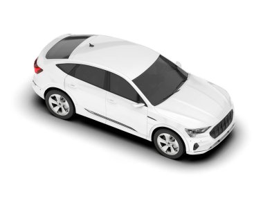 Beyaz SUV beyaz arka planda izole edilmiş. 3d görüntüleme - illüstrasyon