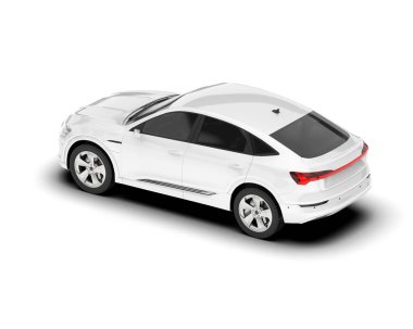 Beyaz SUV beyaz arka planda izole edilmiş. 3d görüntüleme - illüstrasyon