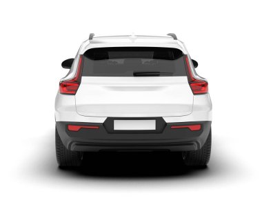 Beyaz SUV beyaz arka planda izole edilmiş. 3d görüntüleme - illüstrasyon