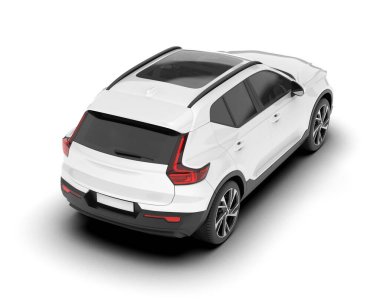 Beyaz SUV beyaz arka planda izole edilmiş. 3d görüntüleme - illüstrasyon