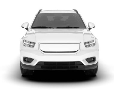 Beyaz SUV beyaz arka planda izole edilmiş. 3d görüntüleme - illüstrasyon