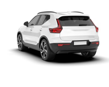 Beyaz SUV beyaz arka planda izole edilmiş. 3d görüntüleme - illüstrasyon