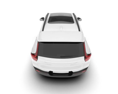 Beyaz SUV beyaz arka planda izole edilmiş. 3d görüntüleme - illüstrasyon