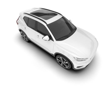 Beyaz SUV beyaz arka planda izole edilmiş. 3d görüntüleme - illüstrasyon