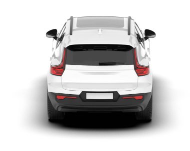 Beyaz SUV beyaz arka planda izole edilmiş. 3d görüntüleme - illüstrasyon