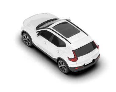 Beyaz SUV beyaz arka planda izole edilmiş. 3d görüntüleme - illüstrasyon