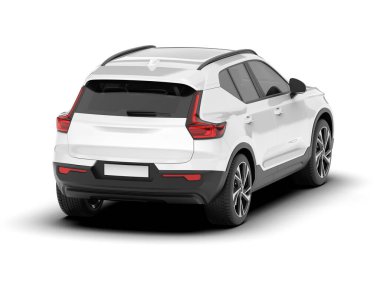Beyaz SUV beyaz arka planda izole edilmiş. 3d görüntüleme - illüstrasyon