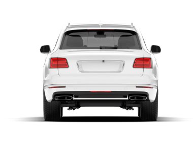 Beyaz SUV beyaz arka planda izole edilmiş. 3d görüntüleme - illüstrasyon