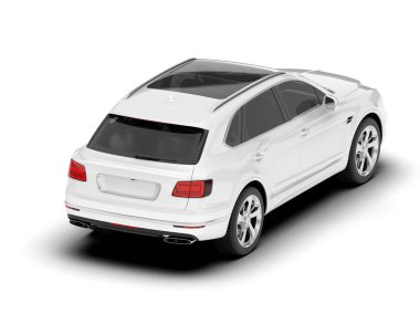 Beyaz SUV beyaz arka planda izole edilmiş. 3d görüntüleme - illüstrasyon