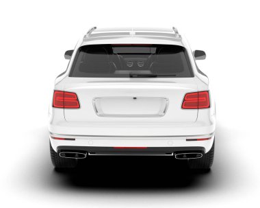 Beyaz SUV beyaz arka planda izole edilmiş. 3d görüntüleme - illüstrasyon