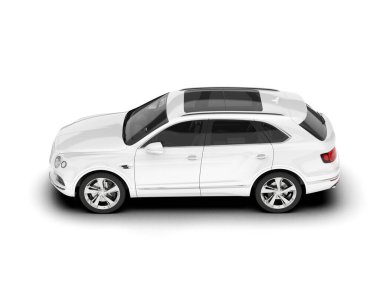 Beyaz SUV beyaz arka planda izole edilmiş. 3d görüntüleme - illüstrasyon