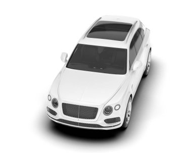 Beyaz SUV beyaz arka planda izole edilmiş. 3d görüntüleme - illüstrasyon
