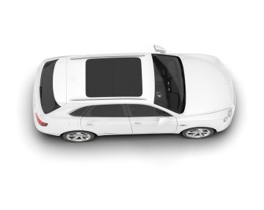 Beyaz SUV beyaz arka planda izole edilmiş. 3d görüntüleme - illüstrasyon