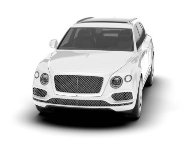 Beyaz SUV beyaz arka planda izole edilmiş. 3d görüntüleme - illüstrasyon