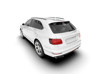 Beyaz SUV beyaz arka planda izole edilmiş. 3d görüntüleme - illüstrasyon