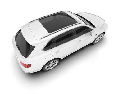 Beyaz SUV beyaz arka planda izole edilmiş. 3d görüntüleme - illüstrasyon