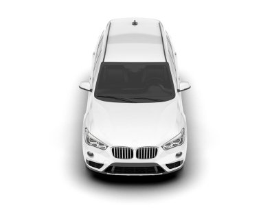 Beyaz SUV beyaz arka planda izole edilmiş. 3d görüntüleme - illüstrasyon