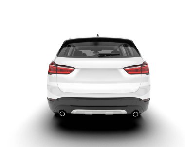 Beyaz SUV beyaz arka planda izole edilmiş. 3d görüntüleme - illüstrasyon