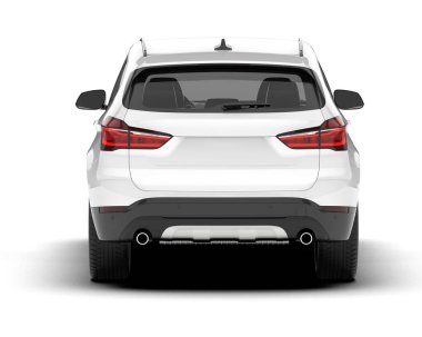 Beyaz SUV beyaz arka planda izole edilmiş. 3d görüntüleme - illüstrasyon