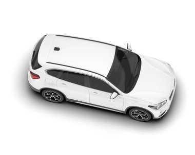 Beyaz SUV beyaz arka planda izole edilmiş. 3d görüntüleme - illüstrasyon