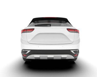 Beyaz SUV beyaz arka planda izole edilmiş. 3d görüntüleme - illüstrasyon