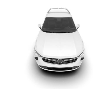 Beyaz SUV beyaz arka planda izole edilmiş. 3d görüntüleme - illüstrasyon