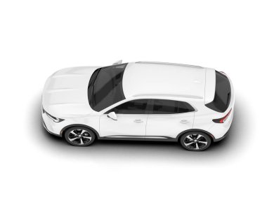 Beyaz SUV beyaz arka planda izole edilmiş. 3d görüntüleme - illüstrasyon