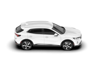Beyaz SUV beyaz arka planda izole edilmiş. 3d görüntüleme - illüstrasyon