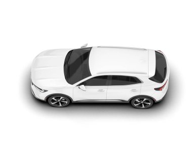 Beyaz SUV beyaz arka planda izole edilmiş. 3d görüntüleme - illüstrasyon