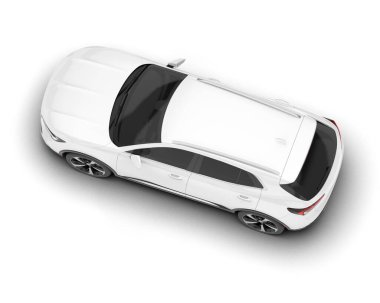 Beyaz SUV beyaz arka planda izole edilmiş. 3d görüntüleme - illüstrasyon