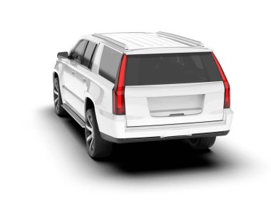 Beyaz SUV beyaz arka planda izole edilmiş. 3d görüntüleme - illüstrasyon