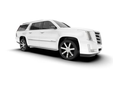 Beyaz SUV beyaz arka planda izole edilmiş. 3d görüntüleme - illüstrasyon