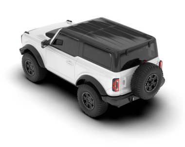 Beyaz SUV beyaz arka planda izole edilmiş. 3d görüntüleme - illüstrasyon