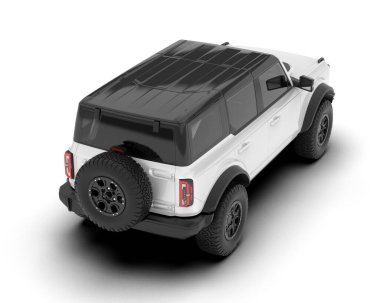 Beyaz SUV beyaz arka planda izole edilmiş. 3d görüntüleme - illüstrasyon