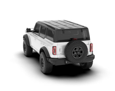 Beyaz SUV beyaz arka planda izole edilmiş. 3d görüntüleme - illüstrasyon