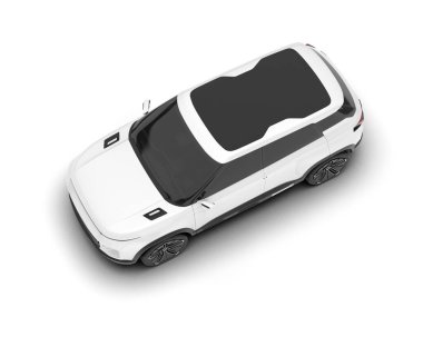Beyaz SUV beyaz arka planda izole edilmiş. 3d görüntüleme - illüstrasyon