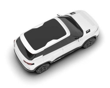 Beyaz SUV beyaz arka planda izole edilmiş. 3d görüntüleme - illüstrasyon