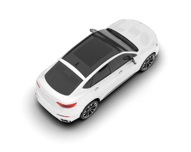 Beyaz SUV beyaz arka planda izole edilmiş. 3d görüntüleme - illüstrasyon