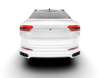 Beyaz SUV beyaz arka planda izole edilmiş. 3d görüntüleme - illüstrasyon