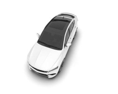 Beyaz SUV beyaz arka planda izole edilmiş. 3d görüntüleme - illüstrasyon