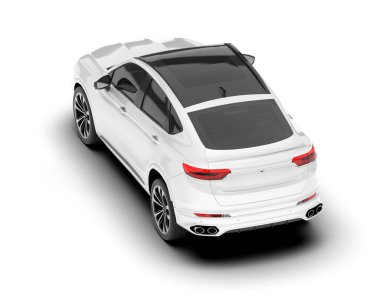 Beyaz SUV beyaz arka planda izole edilmiş. 3d görüntüleme - illüstrasyon