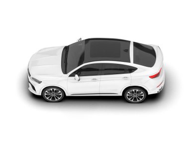 Beyaz SUV beyaz arka planda izole edilmiş. 3d görüntüleme - illüstrasyon