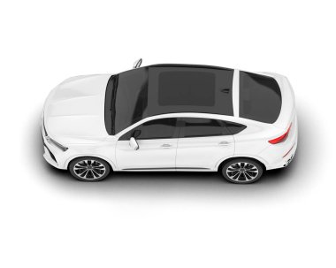 Beyaz SUV beyaz arka planda izole edilmiş. 3d görüntüleme - illüstrasyon