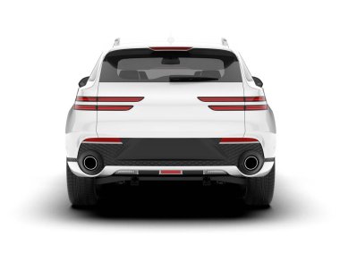 Beyaz SUV beyaz arka planda izole edilmiş. 3d görüntüleme - illüstrasyon