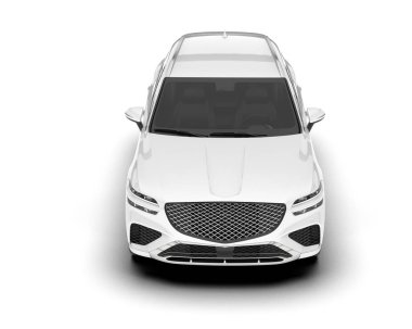 Beyaz SUV beyaz arka planda izole edilmiş. 3d görüntüleme - illüstrasyon