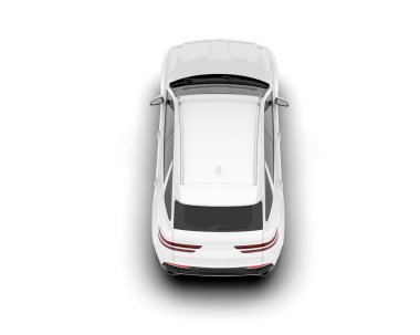 Beyaz SUV beyaz arka planda izole edilmiş. 3d görüntüleme - illüstrasyon