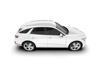 Beyaz SUV beyaz arka planda izole edilmiş. 3d görüntüleme - illüstrasyon
