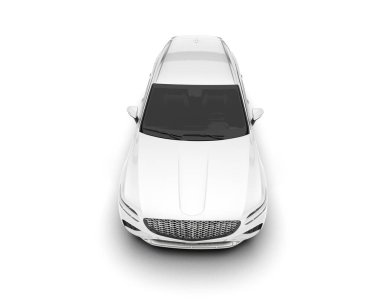 Beyaz SUV beyaz arka planda izole edilmiş. 3d görüntüleme - illüstrasyon