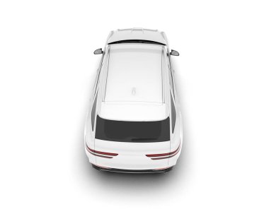 Beyaz SUV beyaz arka planda izole edilmiş. 3d görüntüleme - illüstrasyon